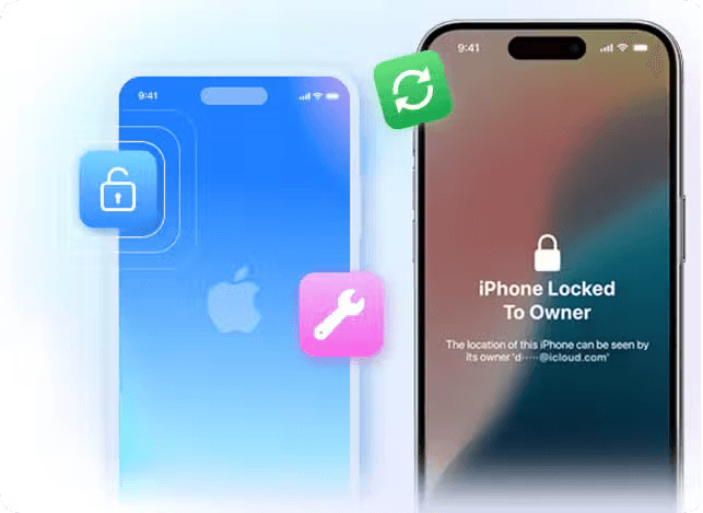 iPhone and iPad showing iCloud activation lock and locked to owner screens