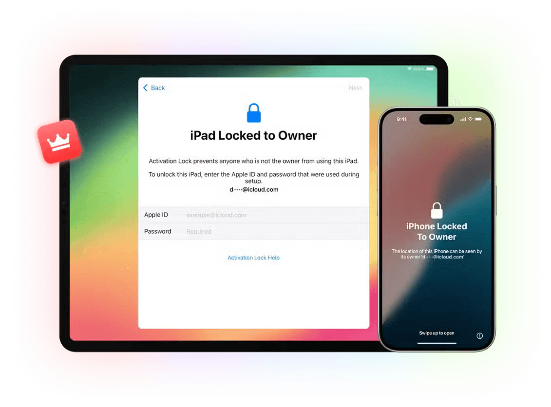 iPhone showing the Locked to Owner iCloud activation lock screen